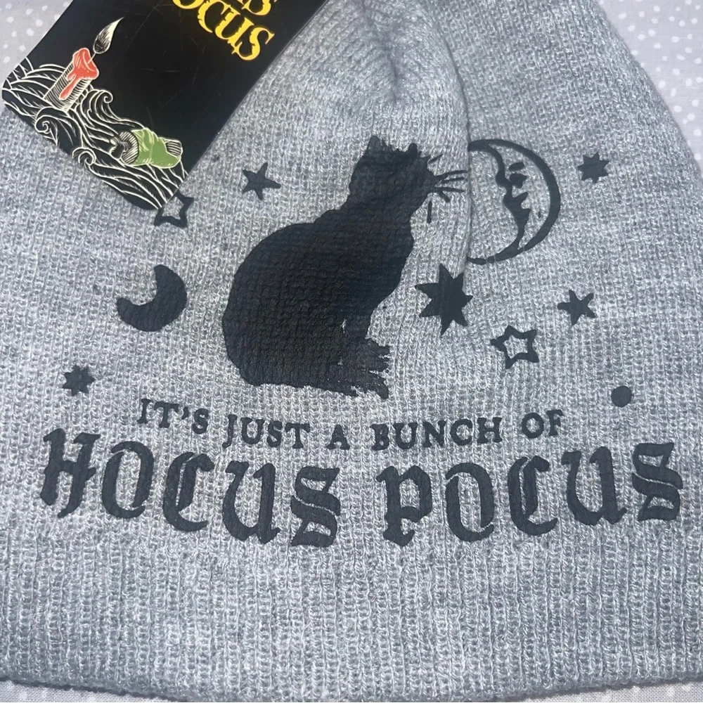 Disney Hocus Pocus Gray Cat Beanie with Pom Pom